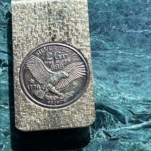 Gold Toned Money Clip with Coin 1776 Bicentennial Design